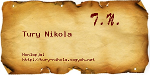 Tury Nikola névjegykártya